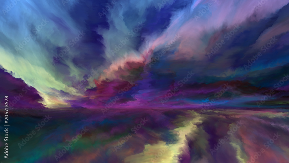 Ingelijste Poster Liggend Virtual Abstract Landscape Foto4art