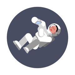 Wall Mural - Woman cosmonaut fly in zero gravitation
