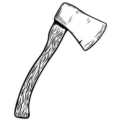 Poster - Hatchet illustration on white background. Design elements for poster, emblem, sign.