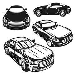 Wall Mural - Set of illustrations of cars. Design elements for logo, label, emblem, sign, poster.