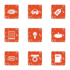 Poster - Better property icons set. Grunge set of 9 better property vector icons for web isolated on white background