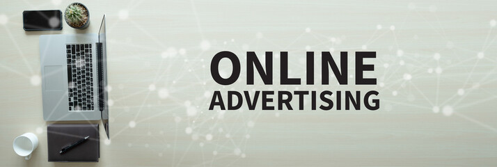 Poster - ONLINE ADVERTISING Business team work with financial reports banner with copy space