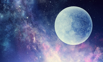 full moon in night starry sky
