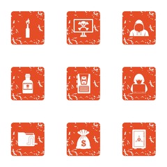 Poster - pogrom icons set. grunge set of 9 pogrom vector icons for web isolated on white background