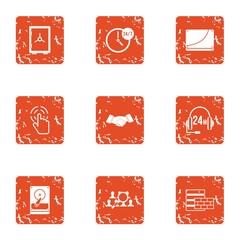 Poster - Data retention icons set. Grunge set of 9 data retention vector icons for web isolated on white background