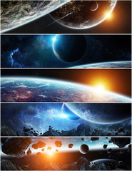 Wall Mural - panorama of distant planet system in space 3d rendering elements of this image furnished by nasa