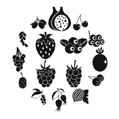 Wall Mural - Berries icons set. Simple illustration of 16 berries vector icons for web