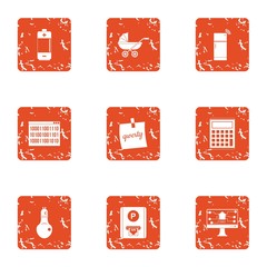 Poster - Energy source icons set. Grunge set of 9 energy source vector icons for web isolated on white background