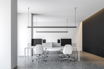 Poster - White contemporary office, computer screens