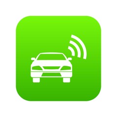 Poster - Car with wifi sign icon digital green for any design isolated on white vector illustration