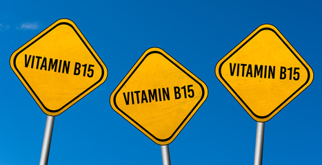 Wall Mural - Vitamin B15 - yellow sign with blue sky