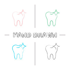 Sticker - Healthy shining tooth hand drawn icons set