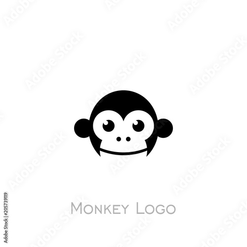 Monkey logo, monkey head icon with black color, logo simple design