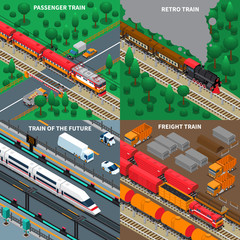 Wall Mural - Trains Isometric Design Concept