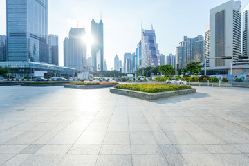 empty, modern square in modern city
