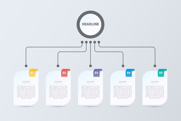 Poster - five steps infographics. Vector business template for presentation and training.