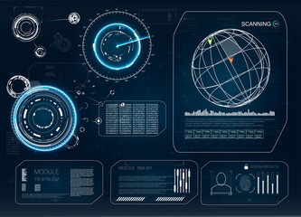 Aufkleber - Hud. Illustration with hud for game background design. Digital data, business abstract background. Hud ui. 