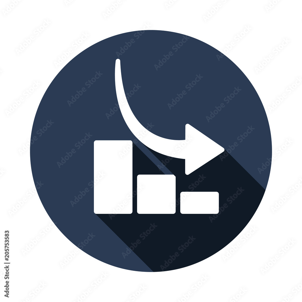 Graph chart down icon. Down arrow symbol. Flat Vector illustration ...