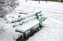 Bench Covered With Snow