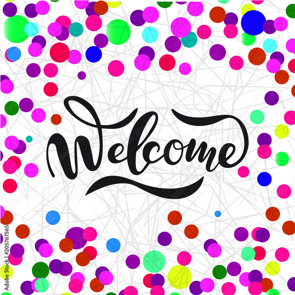 фотография Vector illustration of Welcome  with the inscription for packing