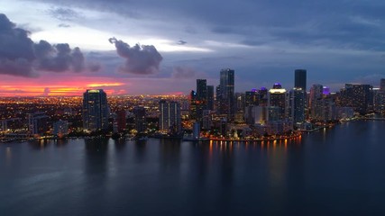 Wall Mural - Beautiful city ligfhts at twilight