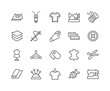 Simple Set of Sewing Related Vector Line Icons. Contains such Icons as Sewing Machine, Measuring Tape, Wool and more. Editable Stroke. 48x48 Pixel Perfect.