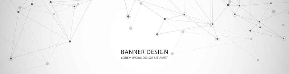 Vector banner design, network connection with lines and dots