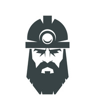 The Bearded Miner In A Helmet Logo. Collier Icon