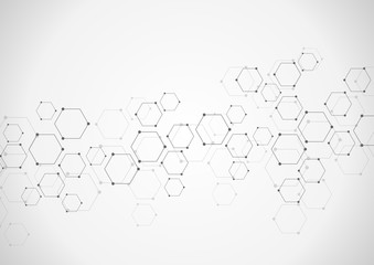 Poster - hexagonal background. digital geometric abstraction with lines and dots. geometric abstract design.