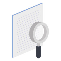 Canvas Print - paper document with magnifying glass isometric icon vector illustration