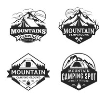 Set Of Vector Mountain Camping Logo