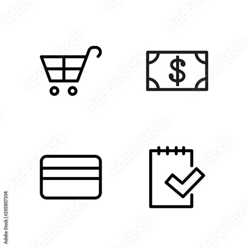 Shopping Cart With Money Icons Set Stock Vector Image