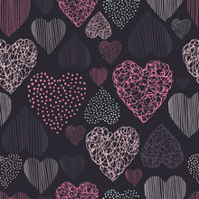  Vector Seamless  Pattern  With Hearts