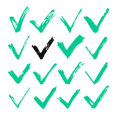 Aufkleber - Hand drawn checkmarks. Handdrawn check marks, ticks icons set. Vector illustration