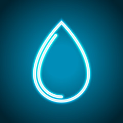 Poster - water drop icon. Neon style. Light decoration icon. Bright electric symbol