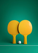 Two table tennis or ping pong rackets and ball tournament poster design 3d illustration rendering