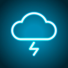 Poster - cloud and lightning. simple outline icon. linear symbol with thin outline. Neon style. Light decoration icon. Bright electric symbol