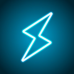 Poster - flash icon. Neon style. Light decoration icon. Bright electric s
