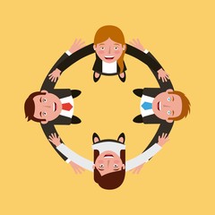 Wall Mural - group of people business around circle from looking up success vector illustration