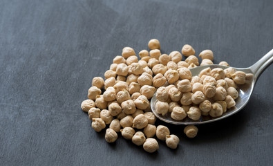 Poster - close-up dried chickpeas on a spoon