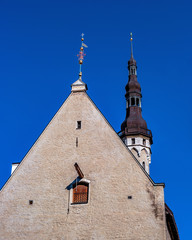 Town Hall and Town Hall Square of Tallinn, Estonia. Tallinn city Hall is an architectural monument of the XIV century.