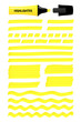 Hand drawn highlighter brush graphic set. Yellow layered scribbled rectangle with wavy lines, solid stripes hand drawings with highlight permanent marker. Vector illustration for business presentation