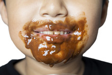 Unknown Little Boy Smeared With Chocolate