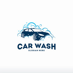Wall Mural - car wash logo designs concept vector, automotive cleaning logo template