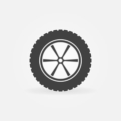 Wall Mural - Car wheel with tyre vector icon or sign