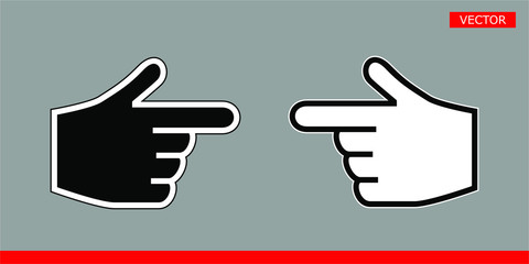 Leinwandbilder - Black and white hand cursor icon signs vector illustration set