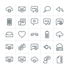 Poster - Modern Simple Set of cloud and networking, chat and messenger, mobile, email Vector outline Icons. Contains such Icons as  envelope, options and more on white background. Fully Editable. Pixel Perfect