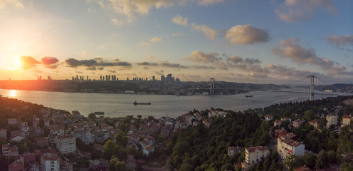 Wall Mural - Istanbul aerial view during sunset with Bosphorus Bridge from Kuzguncuk district