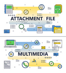 Canvas Print - vector line art file attachment multimedia templates