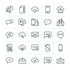 Poster - Modern Simple Set of cloud and networking, chat and messenger, mobile, email Vector outline Icons. Contains such Icons as  internet, power and more on white background. Fully Editable. Pixel Perfect